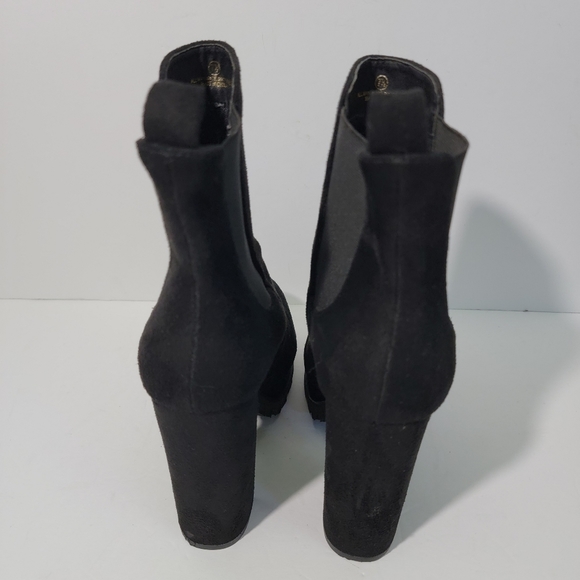 Liliana Black Chunky Platform Pull-On Bootie Women Size 7.5 Goth Club Festival - Picture 4 of 11